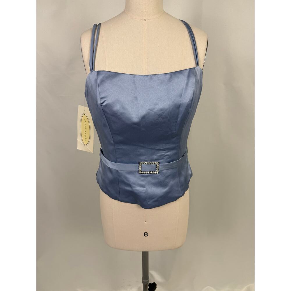 Alfred Angelo Cornflower Blue Satin Bustier Top Sz 12 Bridesmaid Strap Cami NWT
